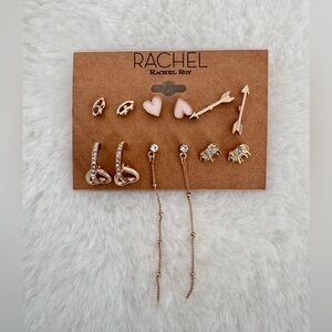 Rachel Roy Pink and Gold Six Pair Earring Set - NWT
